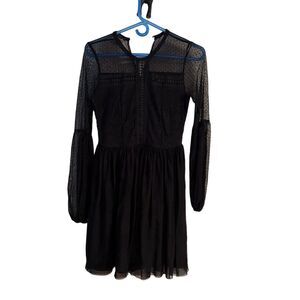 Disney Snow White Black Lace Swing Dress M Polka Dot Party Long Sleeve